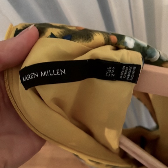 Fully Lined Yellow Floral Poplin Designer Dress - Picture 3 of 7